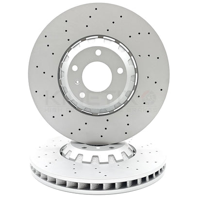 FOR BENTLEY BENTAYGA 15- CROSS DRILLED FRONT BRAKE DISCS PAIR 4M0615301AJ 400mm