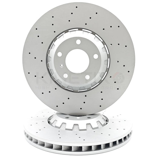 FOR BENTLEY BENTAYGA 15- CROSS DRILLED FRONT BRAKE DISCS PAIR 4M0615301AJ 400mm
