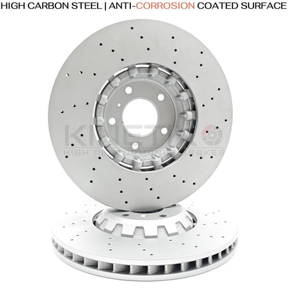 FOR BENTLEY BENTAYGA 15- CROSS DRILLED FRONT BRAKE DISCS PAIR 4M0615301AJ 400mm