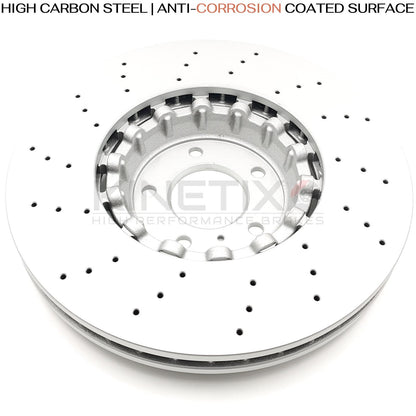 FOR BENTLEY BENTAYGA 3.0 4.0 4.0D 6.0 DRILLED FRONT BRAKE DISCS TEXTAR PADS 15-