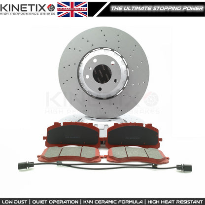 FOR BENTLEY BENTAYGA 3.0 Hybrid 4.0 4.0 D 6.0 (2015-) CROSS DRILLED FRONT REAR BRAKE DISCS PADS & WEAR WIRE SENSORS 400mm 380mm