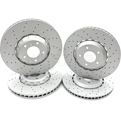 FOR BENTLEY BENTAYGA 3.0 Hybrid 4.0 4.0 D 6.0 (2015-) CROSS DRILLED FRONT REAR BRAKE DISCS PADS & WEAR WIRE SENSORS 400mm 380mm
