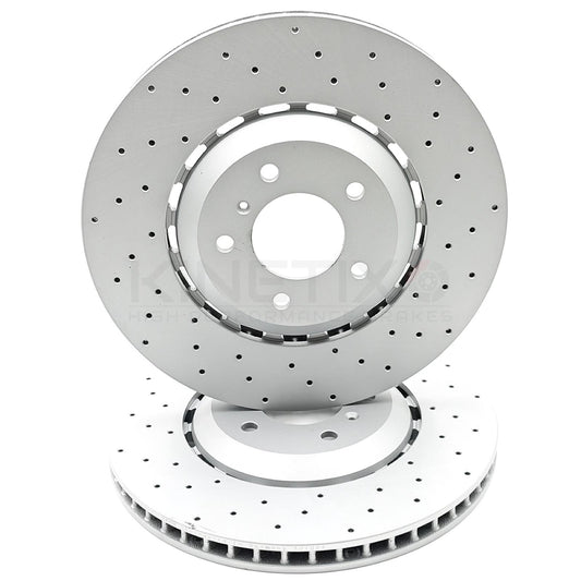 FOR BENTLEY BENTAYGA 15- CROSS DRILLED REAR BRAKE DISCS PAIR 4M0615601K 380mm