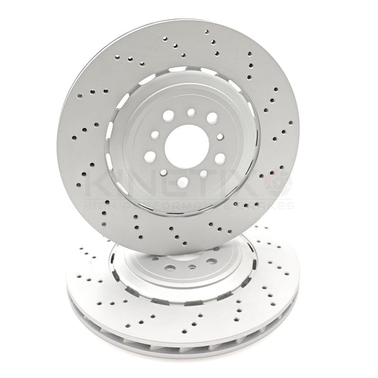 FOR BMW M2 G87 M3 G80 G81 M4 G82 G83 COMPETITION REAR LEFT RIGHT DRILLED BRAKE DISCS PAIR 370mm X 24mm
