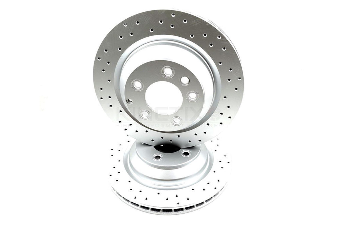 FOR AUDI Q7 6.0 TDI 08-14 DRILLED REAR BRAKE DISCS PADS SENSORS 358mm