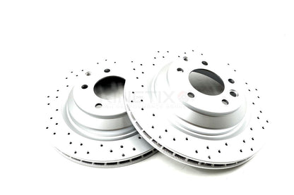 FOR VW TOUAREG R50 TDI DRILLED FRONT REAR BRAKE DISCS PADS SENSORS 368mm 358mm