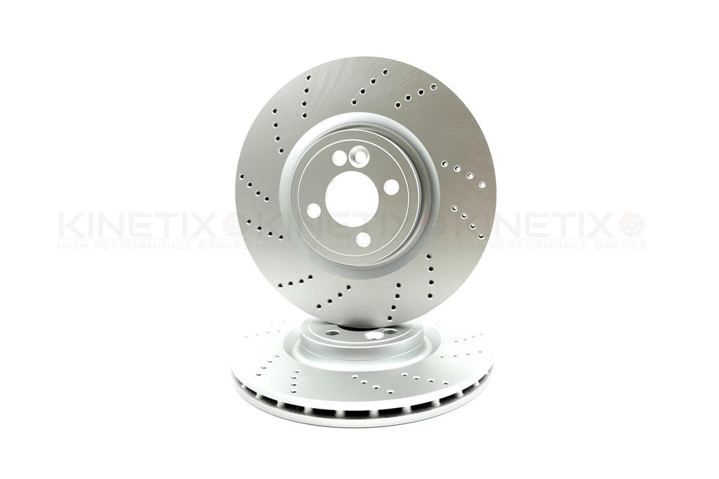 FOR MINI JOHN COOPER WORKS GP2 12-13 R56 DRILLED FRONT BRAKE DISCS PAIR 330MM