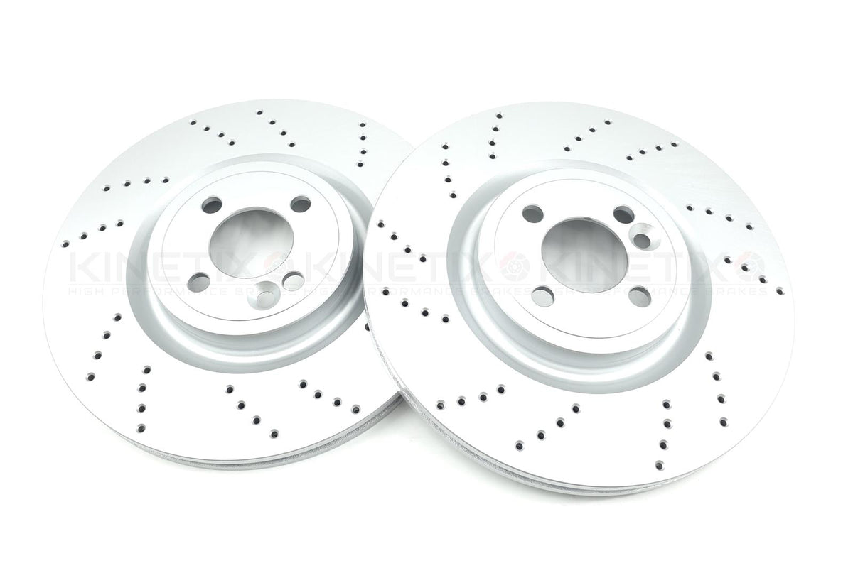 FITS MINI JOHN COOPER WORKS GP2 12-13 R56 DRILLED FRONT BRAKE DISCS PADS 330MM