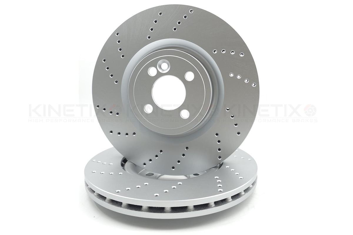 FOR MINI JOHN COOPER WORKS GP2 12-13 R56 DRILLED FRONT BRAKE DISCS PAIR 330MM