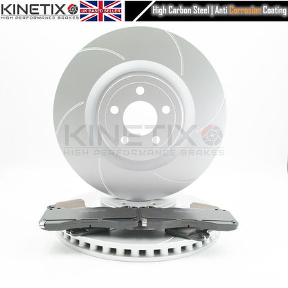 FITS FORD MUSTANG 5.0 V8 2.3 EcoBoost GROOVED FRONT BRAKE DISCS APEC PADS 380mm