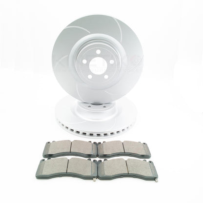 FITS FORD MUSTANG 5.0 V8 2.3 EcoBoost GROOVED FRONT BRAKE DISCS APEC PADS 380mm