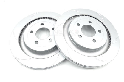 FOR FORD MUSTANG 2.3 ECOBOOST 5.0 V8 GROOVED REAR BRAKE DISCS TEXTAR PADS 330mm