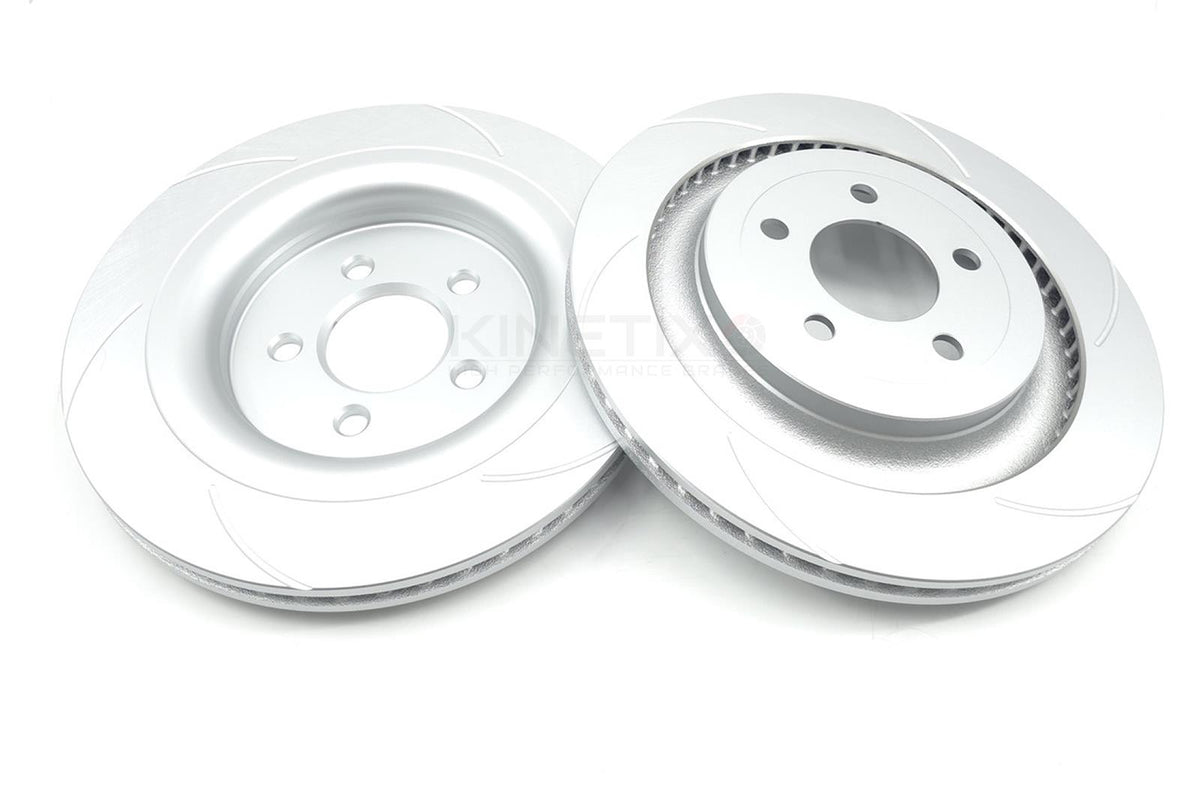 FOR FORD MUSTANG 2.3 ECOBOOST 5.0 V8 GROOVED REAR BRAKE DISCS TEXTAR PADS 330mm