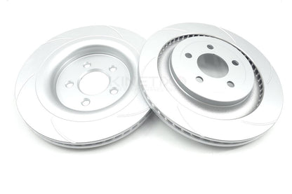 FOR FORD MUSTANG 2.3 ECOBOOST 5.0 V8 GROOVED REAR BRAKE DISCS TEXTAR PADS 330mm