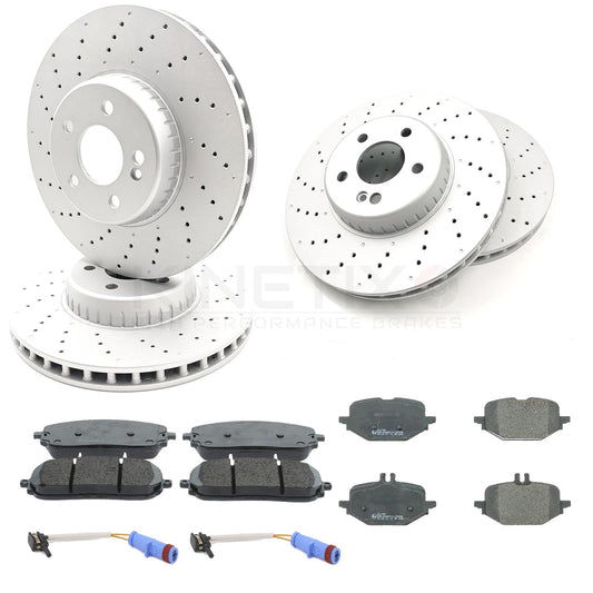 FOR MERCEDES C200d C300 C300d 21- FRONT REAR BRAKE DISCS PADS SENSORS 330m/300m