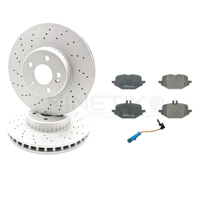 FOR MERCEDES E200 E200d E220d E300de E300e AMG LINE (W214 S214 214) FRONT REAR BRAKE DISCS PADS WEAR WIRE SENSOR LEADS 370mm 300mm