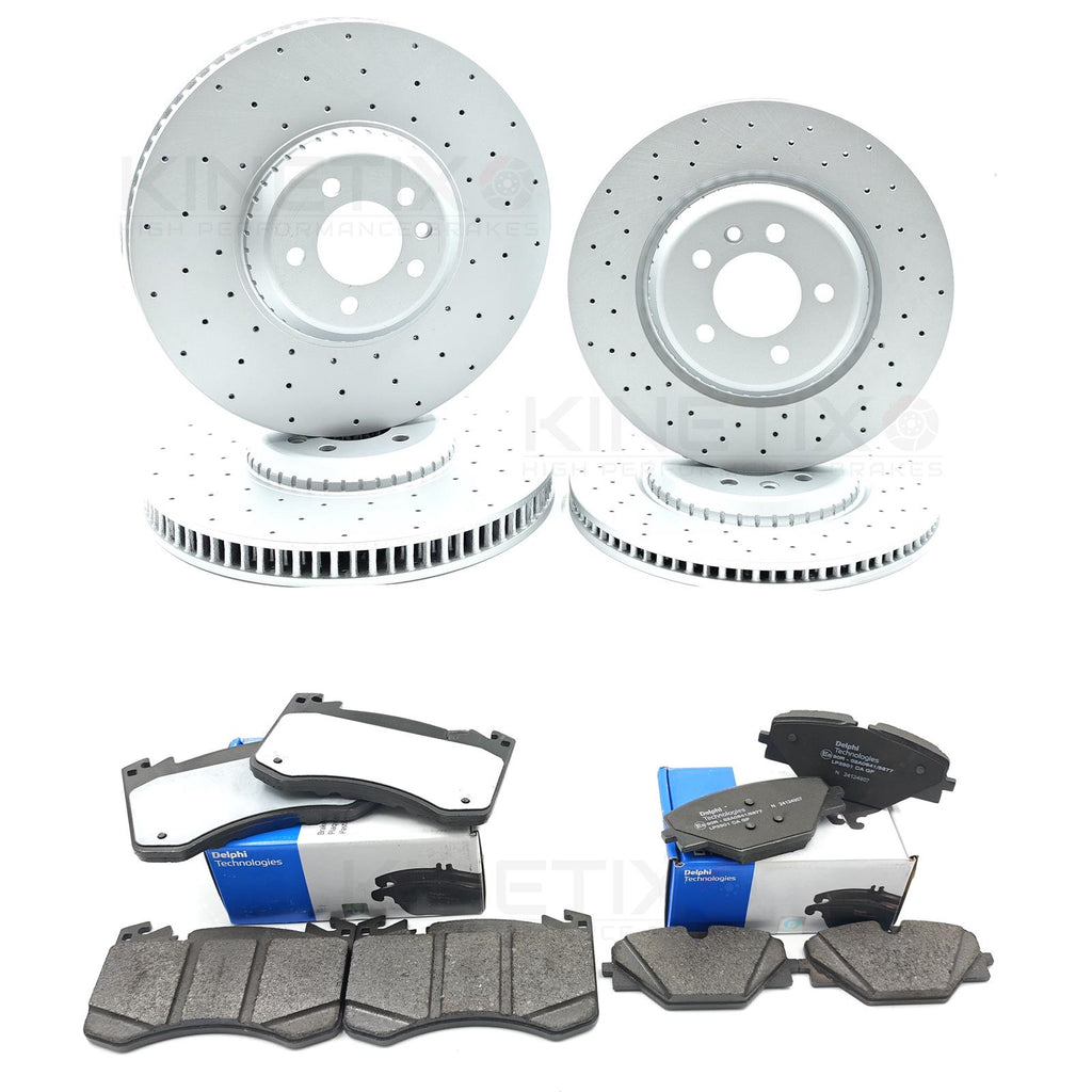 FOR RANGE ROVER HSE P460e DRILLED FRONT REAR BRAKE DISCS PADS 400mm 370mm 20"