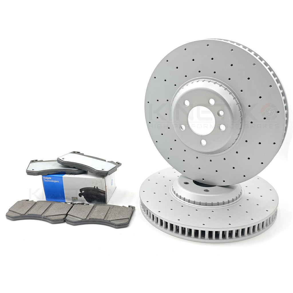 FOR RANGE ROVER AUTOBIOGRAPHY P400 DRILLED FRONT BRAKE DISCS DELPHI PADS 20"