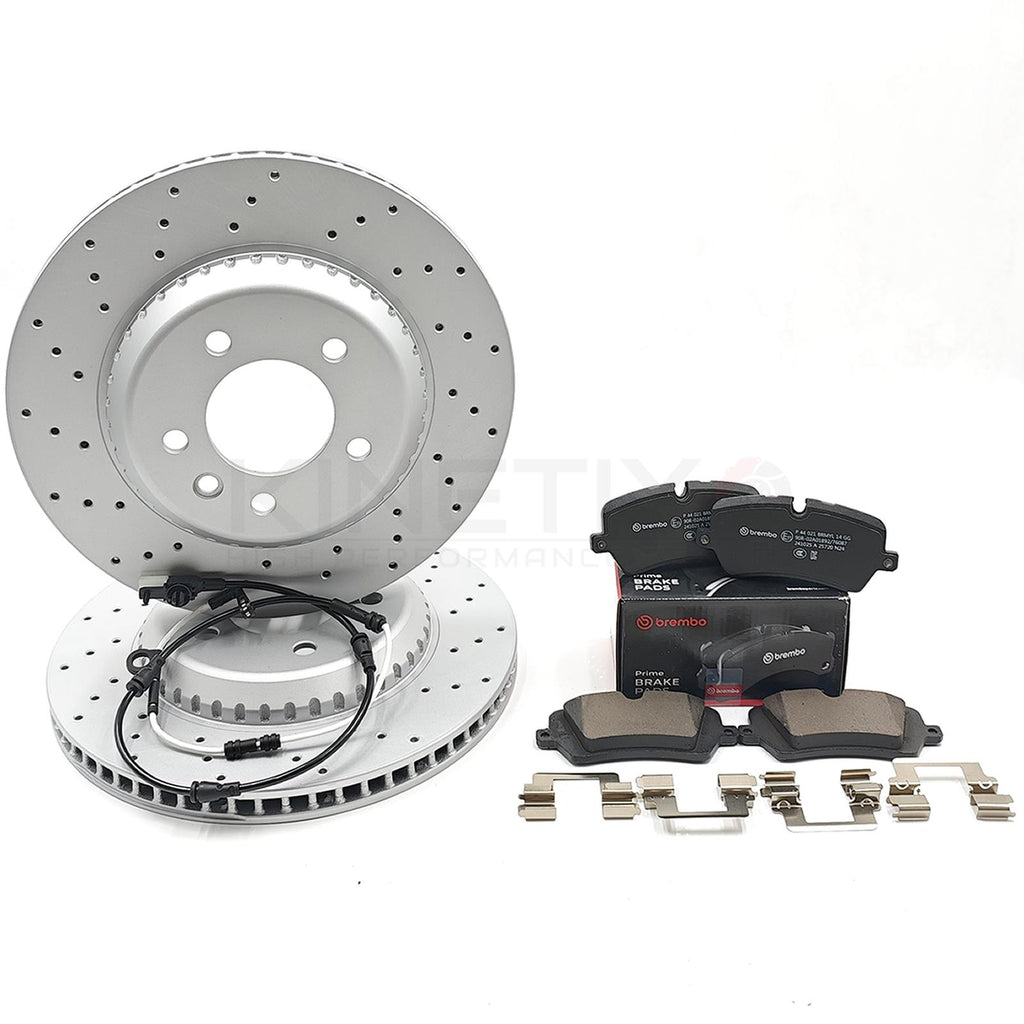 FOR LAND ROVER DEFENDER P300 Si4 DRILLED REAR BRAKE DISCS BREMBO PADS 325mm