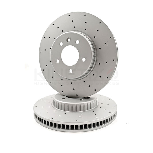 FOR LAND ROVER DEFENDER D250 CROSS DRILLED FRONT BRAKE DISCS PAIR 349mm