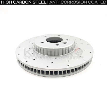 FOR LAND ROVER DEFENDER P400 CROSS DRILLED FRONT BRAKE DISCS PAIR 349mm