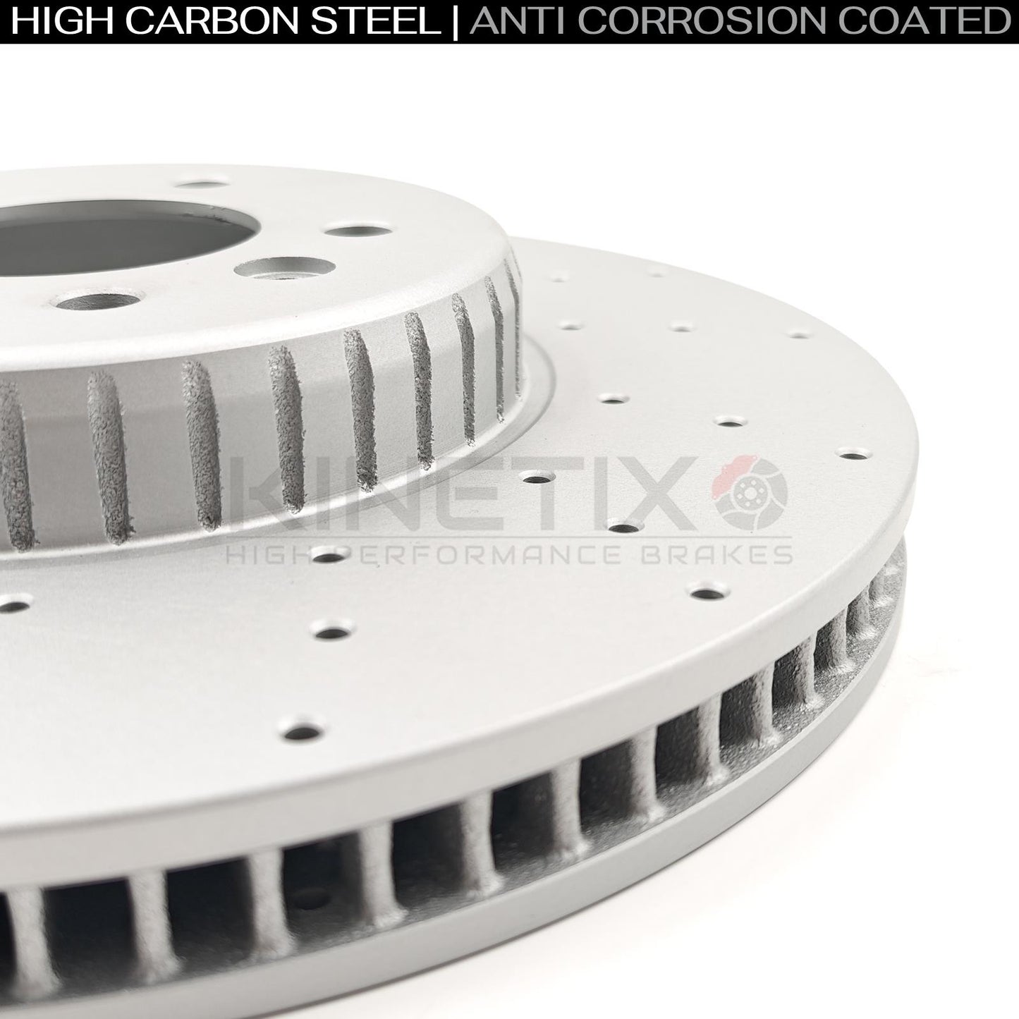 FOR LAND ROVER DEFENDER D240 SD4 CROSS DRILLED FRONT BRAKE DISCS PAIR 349mm