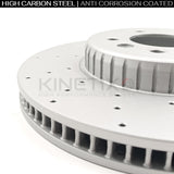 FOR LAND ROVER DEFENDER D200 CROSS DRILLED FRONT BRAKE DISCS PAIR 349mm