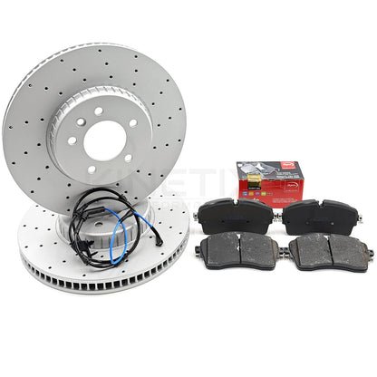FOR LAND ROVER DEFENDER D250 DRILLED FRONT BRAKE DISCS PADS WEAR SENSOR 349mm
