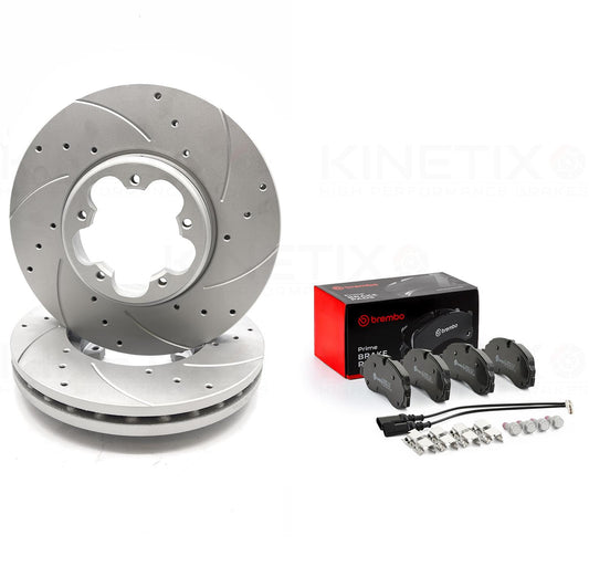 FOR FORD TRANSIT CUSTOM 16- DRILLED GROOVED FRONT BRAKE DISCS BREMBO PADS 288mm