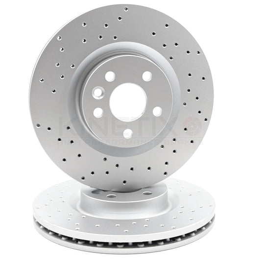 FOR JAGUAR E PACE 2.0 D150 2017- CROSS DRILLED FRONT BRAKE DISCS PAIR 325mm