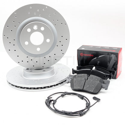 FOR JAGUAR E-PACE RANGE ROVER EVOQUE DRILLED FRONT BRAKE DISCS BREMBO PADS 325mm