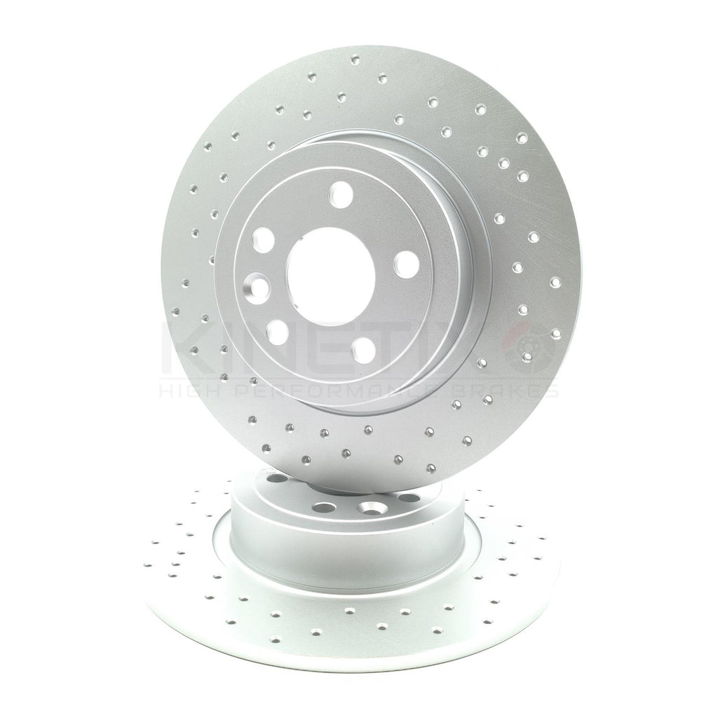 FOR RANGE ROVER EVOQUE 11-19 CROSS DRILLED REAR BRAKE DISCS PAIR 317mm LR072016