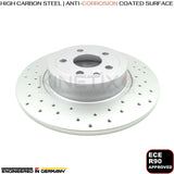 FOR RANGE ROVER EVOQUE 11-19 CROSS DRILLED REAR BRAKE DISCS PAIR 317mm LR072016
