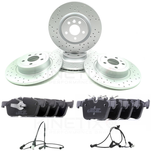 FOR JAGUAR E PACE D180 DRILLED FRONT REAR BRAKE DISCS PADS 325mm 300mm