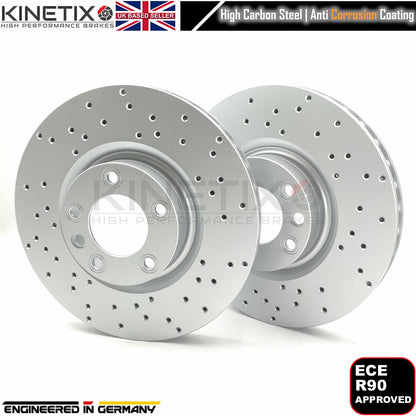 FOR VW TOUAREG R50 TDI DRILLED FRONT REAR BRAKE DISCS PADS SENSORS 368mm 358mm