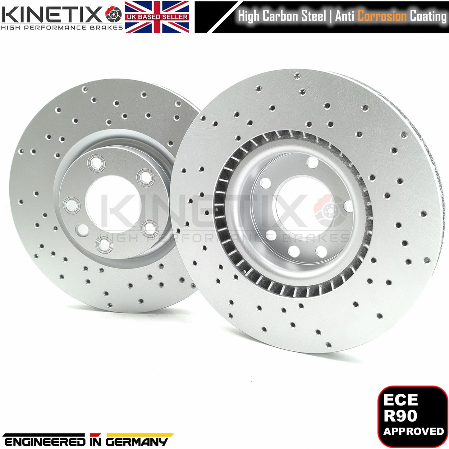 FOR VW TOUAREG 5.0 R50 TDI DRILLED FRONT BRAKE DISCS CERAMIC PADS SENSORS 368mm