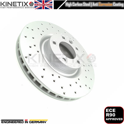 FOR VW TOUAREG R50 TDI DRILLED FRONT REAR BRAKE DISCS PADS SENSORS 368mm 358mm