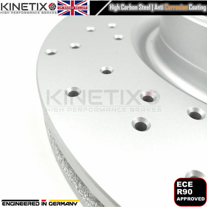 FOR VW TOUAREG R50 TDI DRILLED FRONT REAR BRAKE DISCS PADS SENSORS 368mm 358mm