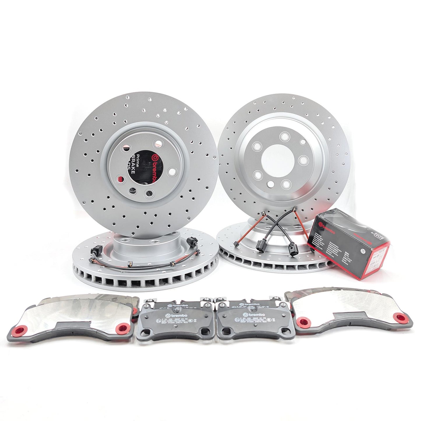 FOR VW TOUAREG R50 TDI DRILLED FRONT REAR BRAKE DISCS BREMBO PADS 368mm 358mm