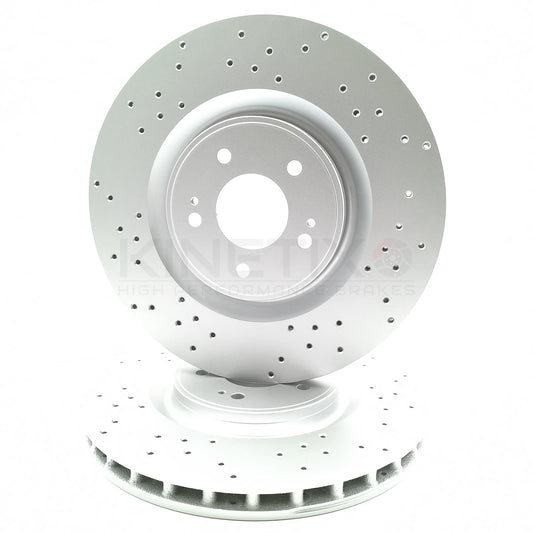 FOR MITSUBISHI LANCER EVO X EVO 10 FRONT PERFORMANCE DRILLED BRAKE DISCS PAIR X2