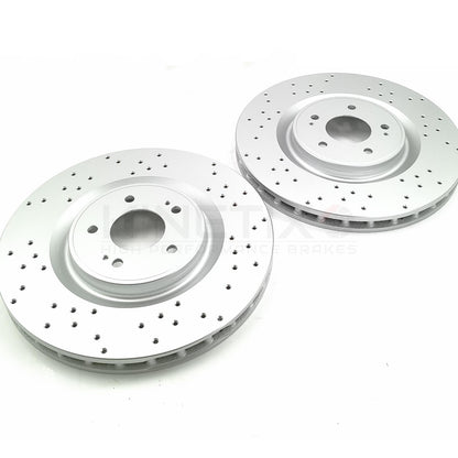 FOR MITSUBISHI LANCER EVO 10 FQ330 DRILLED FRONT REAR BRAKE DISCS 350mm 330mm