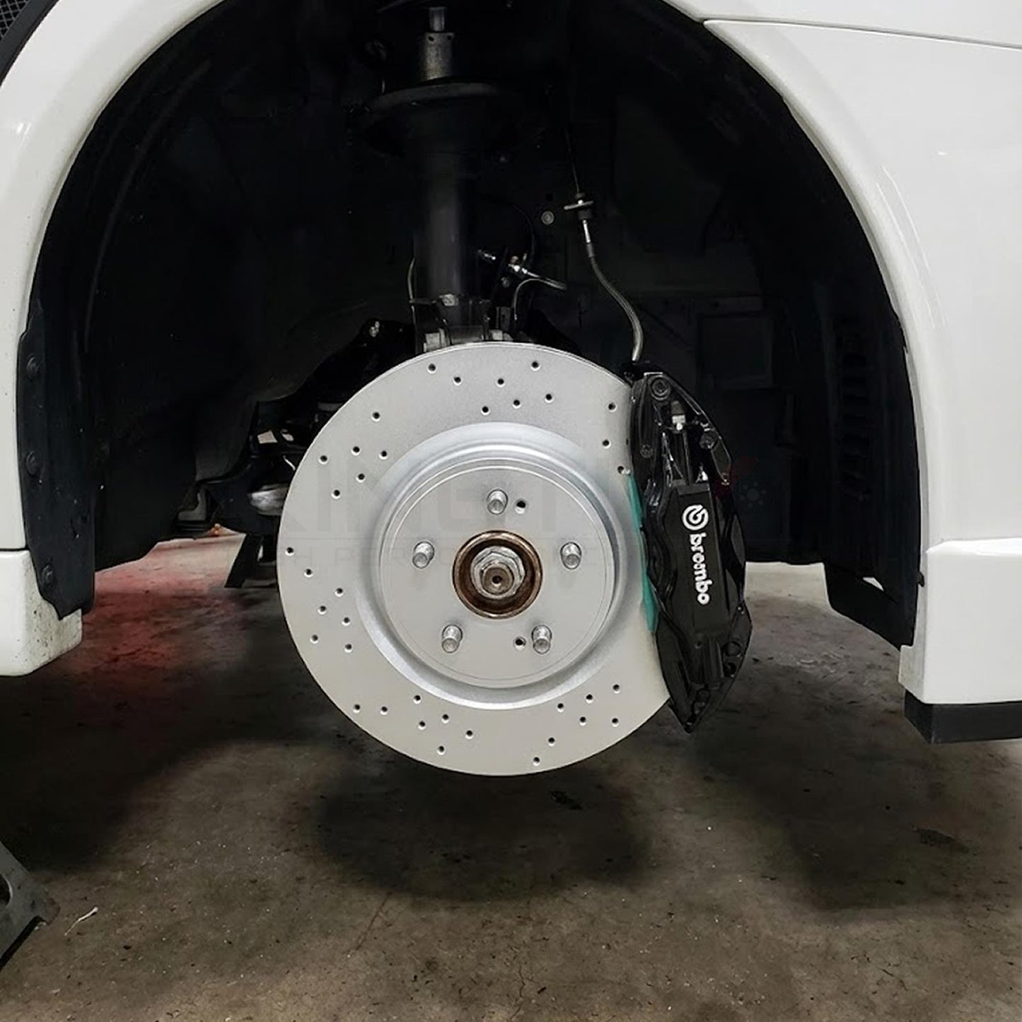 FOR MITSUBISHI LANCER EVO X FQ360 DRILLED FRONT BRAKE DISCS BREMBO PADS 350mm