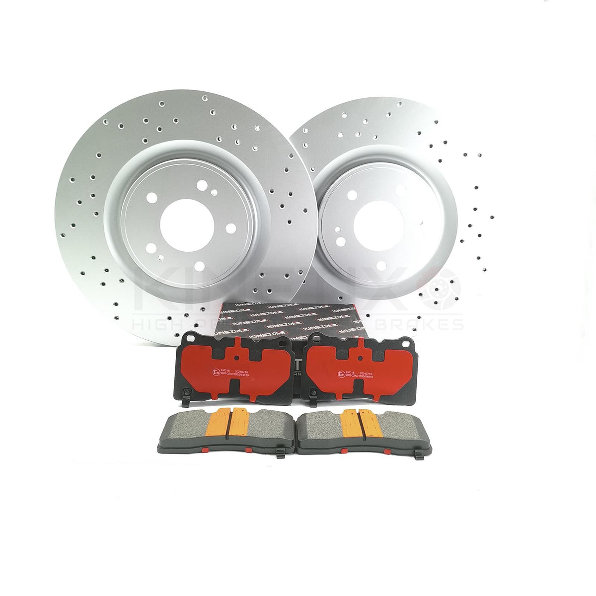 FITS MITSUBISHI LANCER EVO X FQ360 DRILLED FRONT BRAKE DISCS CERAMIC PADS 350mm
