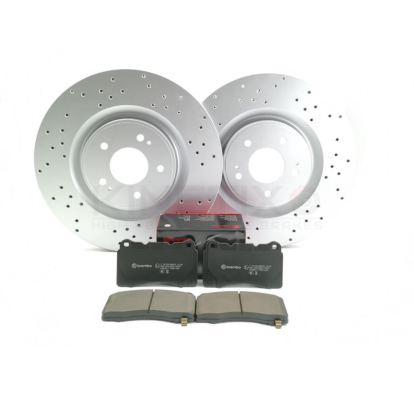 FOR MITSUBISHI LANCER EVO X FQ400 DRILLED FRONT BRAKE DISCS BREMBO PADS 350mm