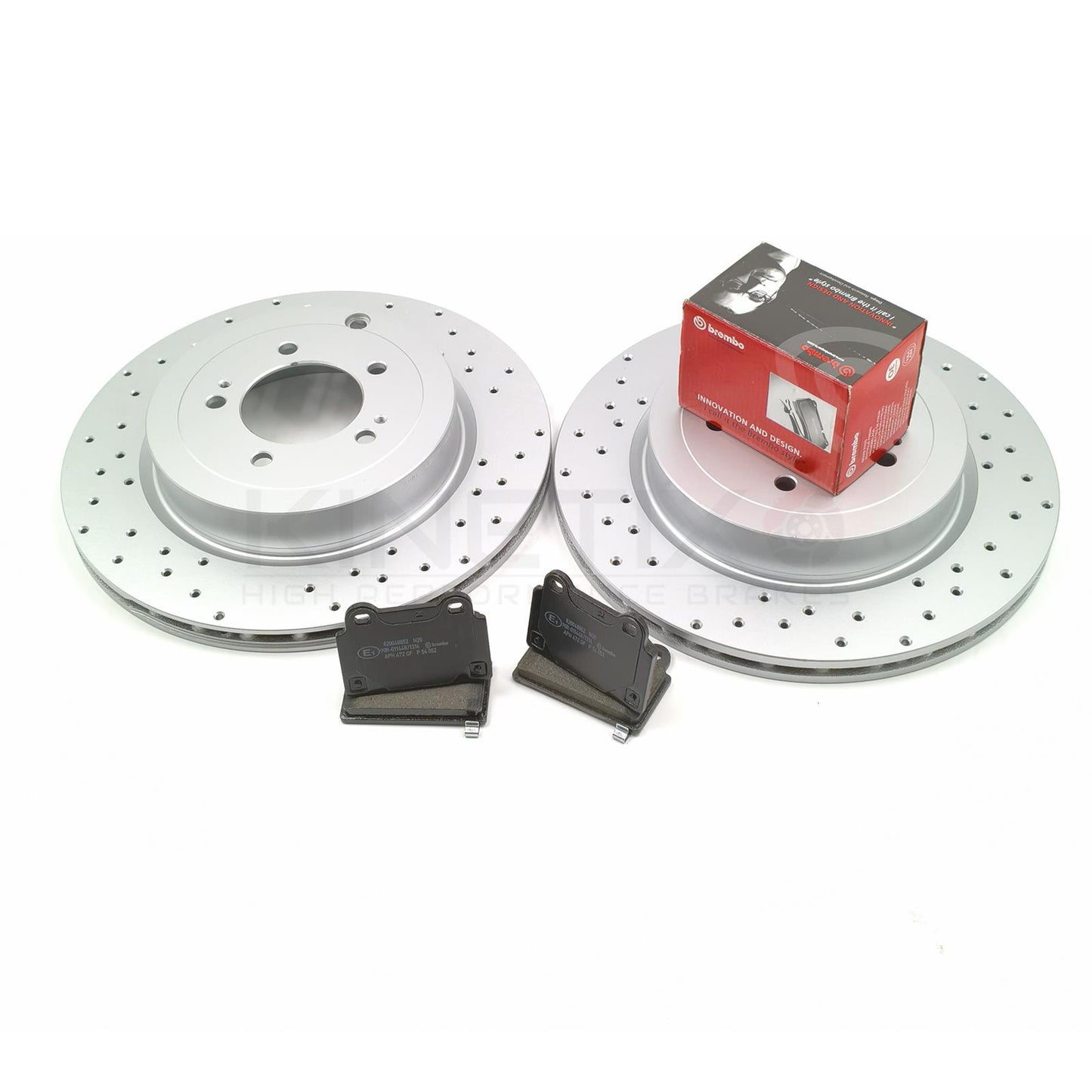 FOR MITSUBISHI LANCER EVO X FQ330 DRILLED REAR BRAKE DISCS BREMBO PADS 330mm