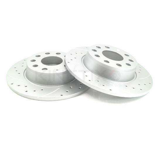 FOR SEAT LEON MK3 1.4 TSI 2012-2020 REAR DRILLED GROOVED BRAKE DISCS 272mm