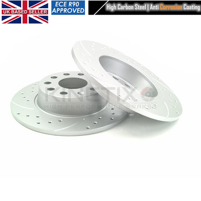 FOR SKODA SUPERB 1.4 TSI 09-15 FRONT REAR DRILLED GROOVED BRAKE DISCS PADS