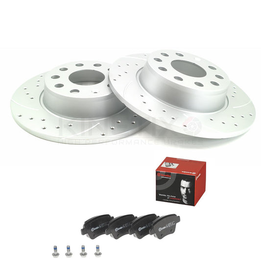 FOR SKODA OCTAVIA 1.4 MK2 04-13 REAR DRILLED GROOVED DISCS BREMBO PADS 272mm