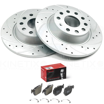 FOR AUDI CUPRA SEAT SKODA DRILLED GROOVE REAR BRAKE DISCS BREMBO PADS 272mm
