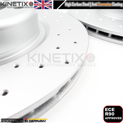 FOR BMW 335i F30 M SPORT CROSS DRILLED REAR BRAKE DISCS PADS SENSOR 345mm